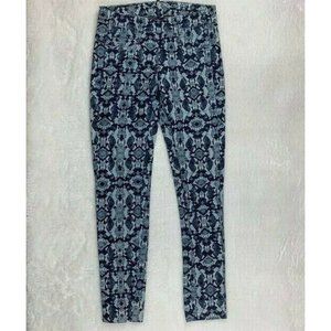 FC Jeans Womens Waist Size 28.5 Geometric Print Zip Back Skinny Stretch